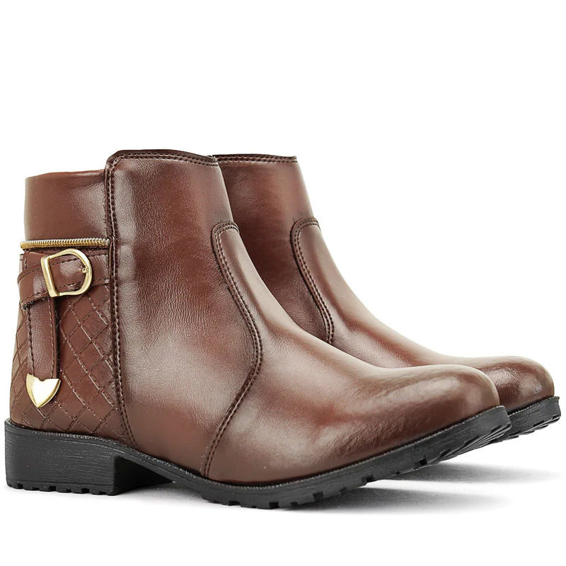 Bota Coturno Casual Cano Curto SF com Zíper Feminino