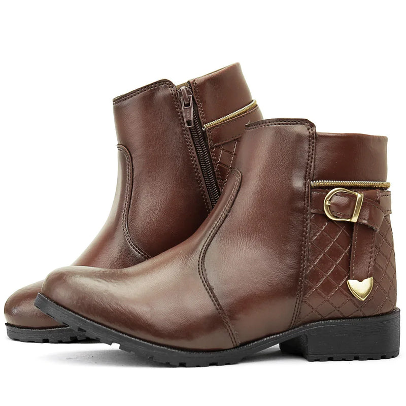 Bota Coturno Casual Cano Curto SF com Zíper Feminino