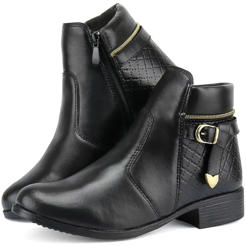 Bota Coturno Casual Cano Curto SF com Zíper Feminino