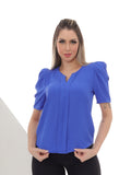 Blusinha Feminina Liso Manga Bufante Verão Primavera Fresca Confortável Casual