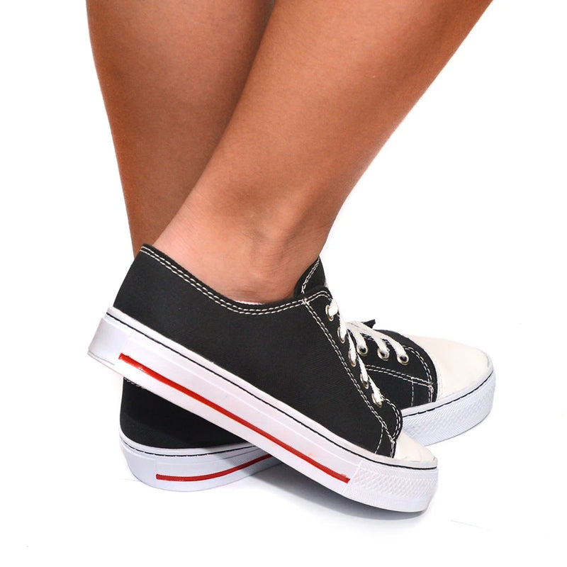 Tênis Feminino Casual Preto Uolk Star Confortável Super Leve Promoção