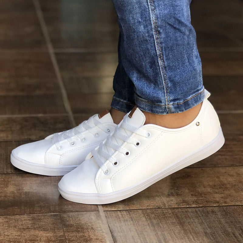 Tênis Feminino Casual Branco Tenis Sapatenis Casual Bella 163