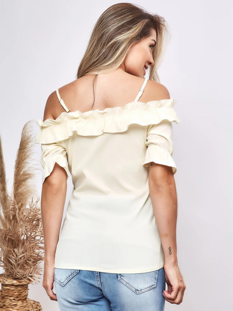 Blusa Feminina Manga Curta Florida: Elegância e Versatilidade em um Design Liso