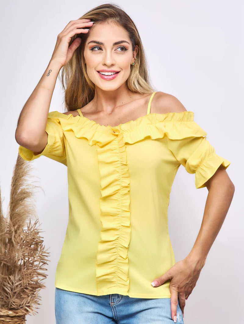 Blusa Feminina Manga Curta Florida: Elegância e Versatilidade em um Design Liso