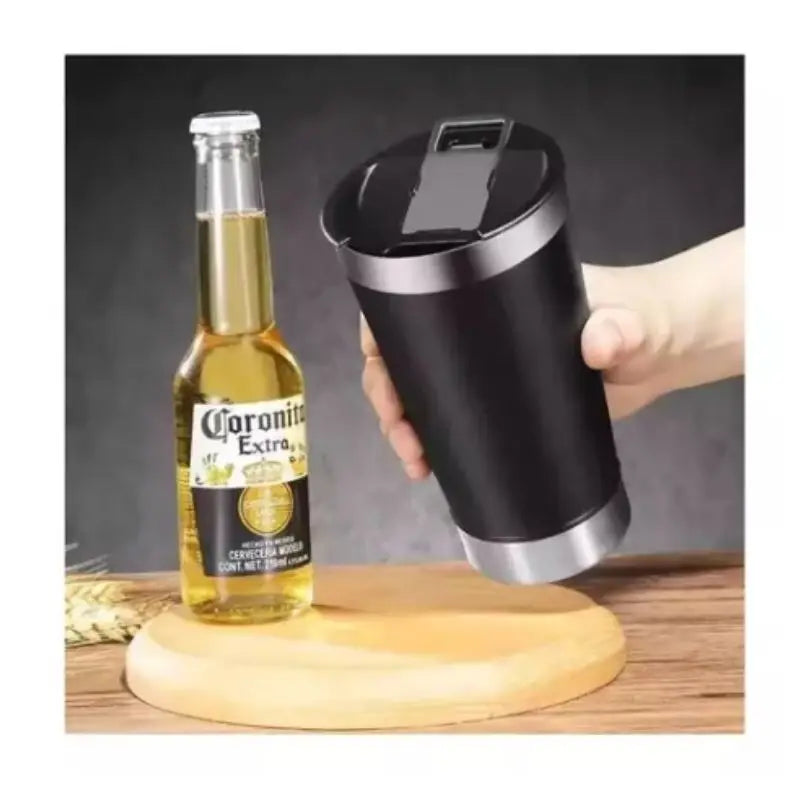 Copo Térmico 473ml Com Tampa E Abridor Para Cerveja