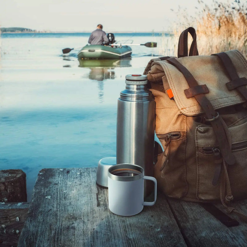 Caneca Térmica 350ml Café Isolada Aço Desativado Com Alça Viagem Vácuo Pare