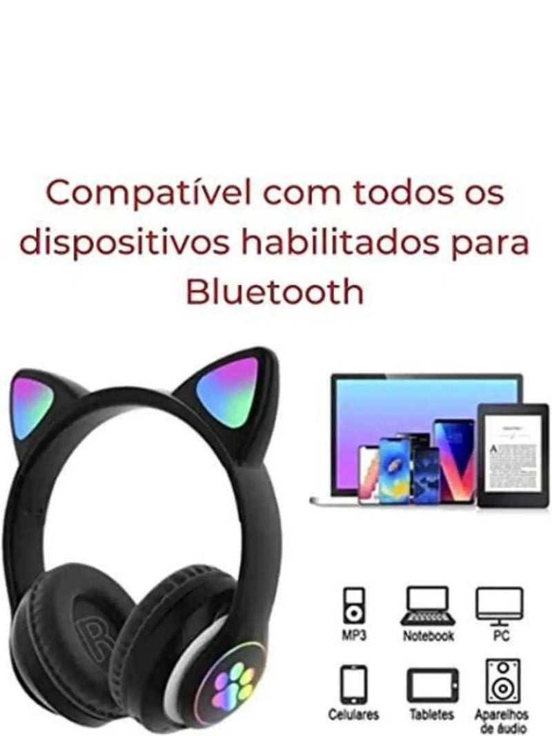 Fone de ouvido com Led Headphone com bluetooth 5.0