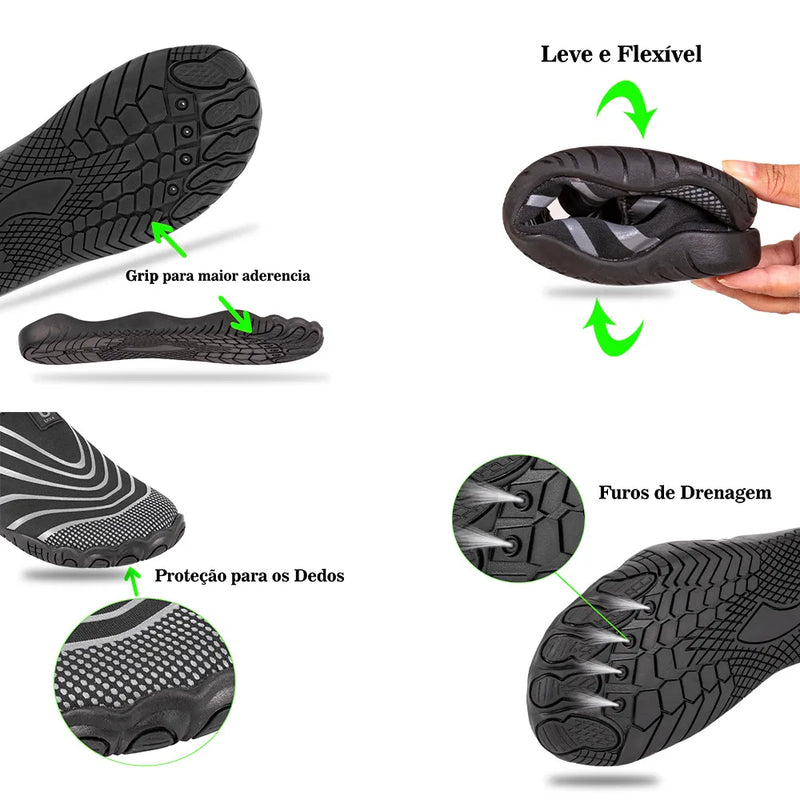 Sapatilha Aquática Antiderrapante Pesca Caiaque JetSki Praia Cachoeira Tênis N