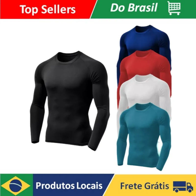 Camiseta Proteção Solar Térmica Ciclismo Compressão Segunda Pele Tecido Gela