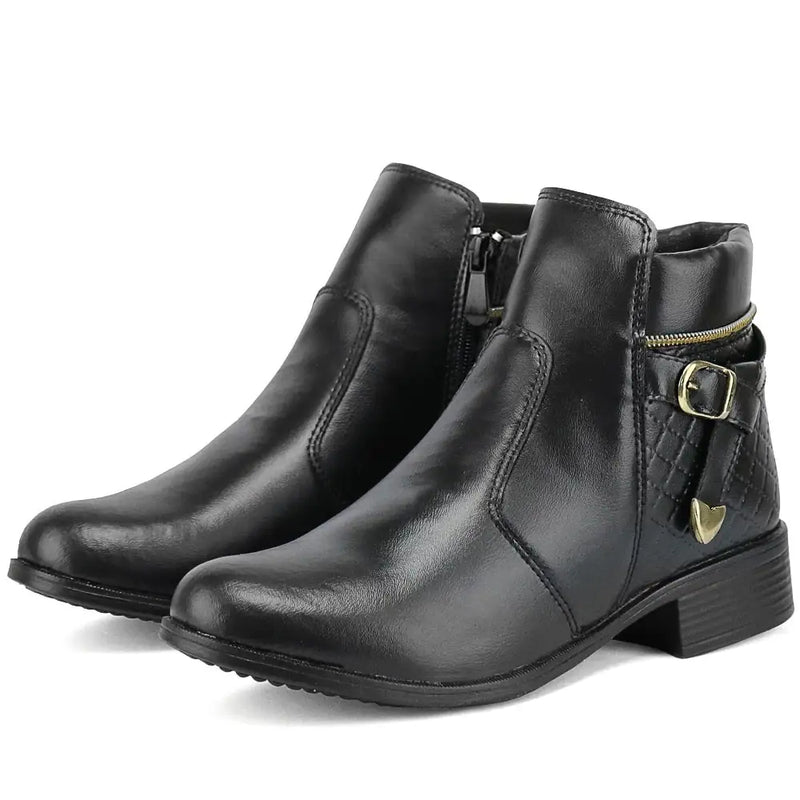 Bota Coturno Casual Cano Curto SF com Zíper Feminino