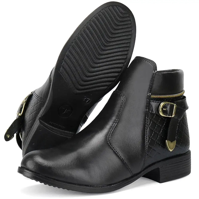 Bota Coturno Casual Cano Curto SF com Zíper Feminino