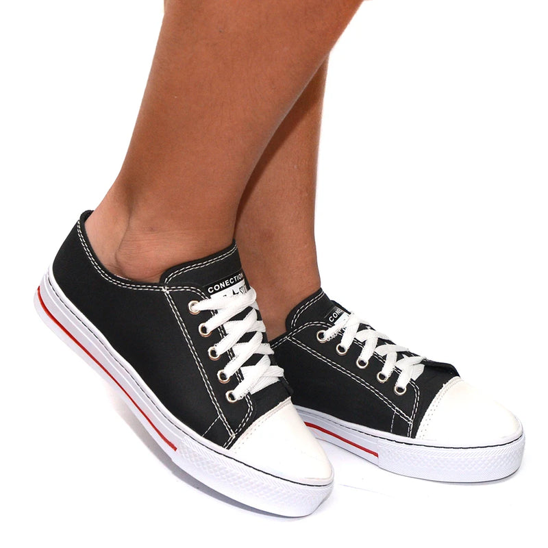 Tênis Feminino Casual Preto Uolk Star Confortável Super Leve Promoção