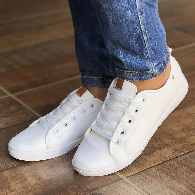 Tênis Feminino Casual Branco Tenis Sapatenis Casual Bella 163