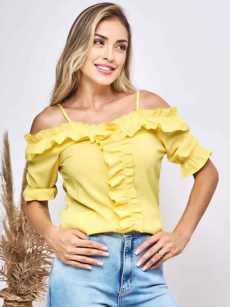 Blusa Feminina Manga Curta Florida: Elegância e Versatilidade em um Design Liso