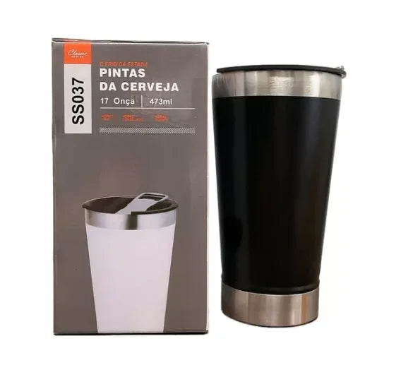 Copo Térmico 473ml Com Tampa E Abridor Para Cerveja