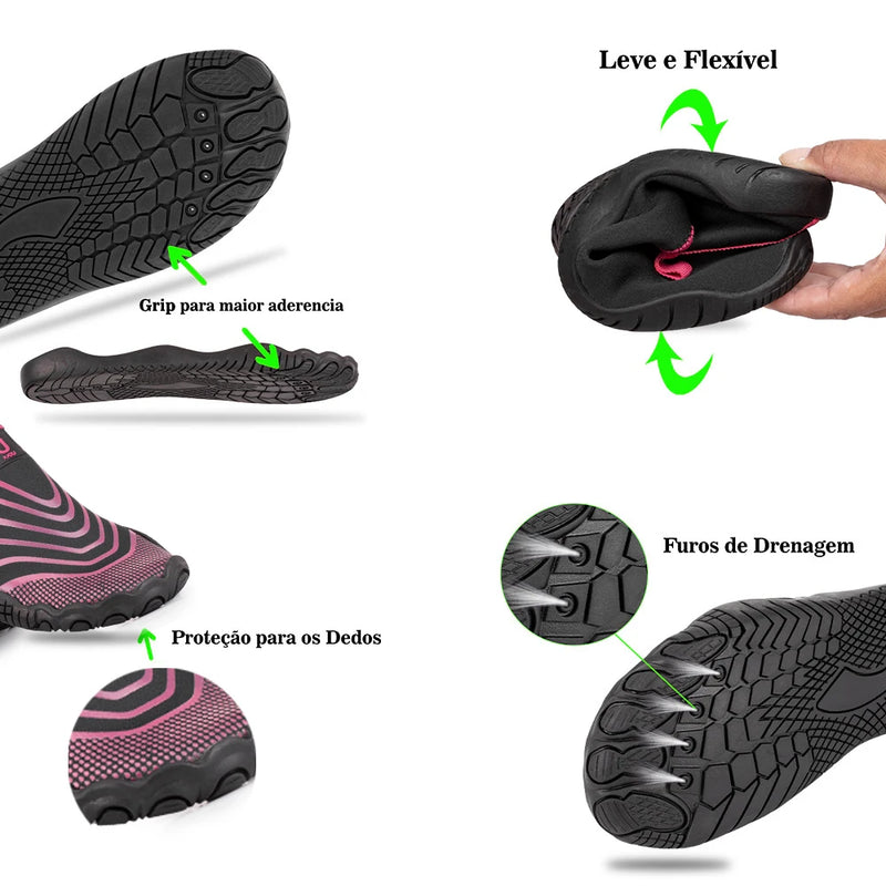 Sapatilha Aquática Feminina Antiderrapante Tênis Náutico Hibrido Confortável