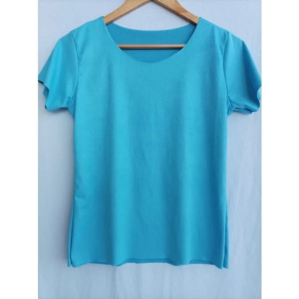 Camiseta camurça feminina gola redonda