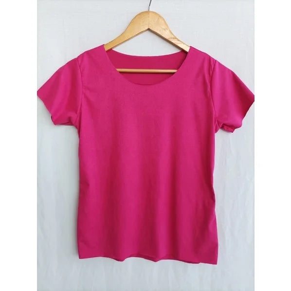 Camiseta camurça feminina gola redonda