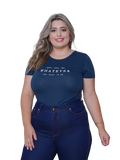 Camiseta Feminina Azul Marinho com Estampa Sortida