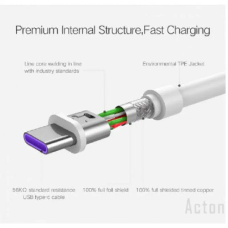 Cabo huawei carregador usb 5a carregador rápido tipo-c