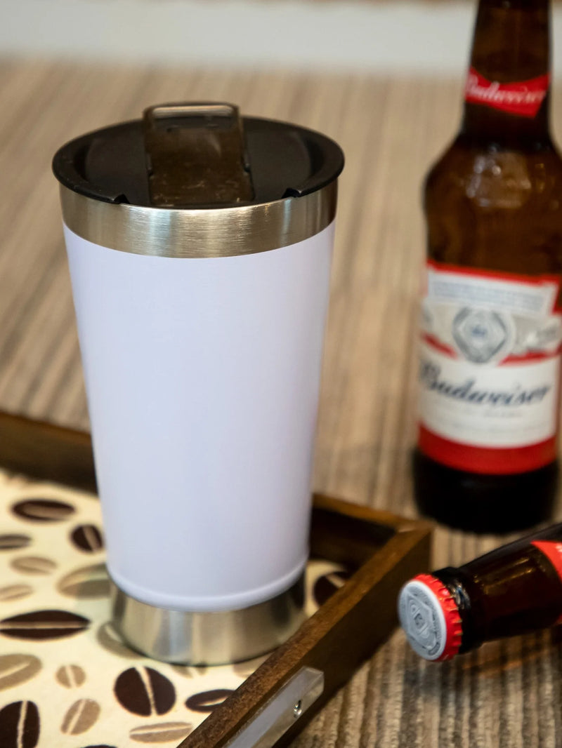 Copo Térmico 473ml COM TAMPA E Abridor Inox Para Cerveja Quente e Gelado