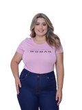 Camiseta Feminina Rosa com Estampa Sortida