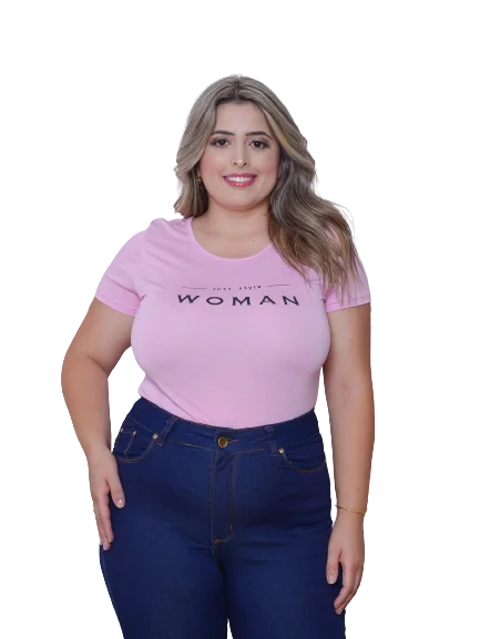 Camiseta Feminina Rosa com Estampa Sortida