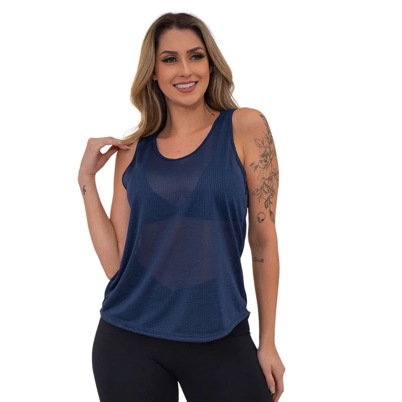 Regata Feminina Azul Marinho Dry Fit