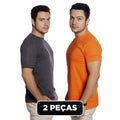 Kit 2 Peças Camiseta Básica 100% Algodão Lisa Masculina TM002-K2