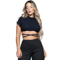 Cropped Amarração Canelado Cruzado Transpassado Moda Gringa Roupa Casual Femin