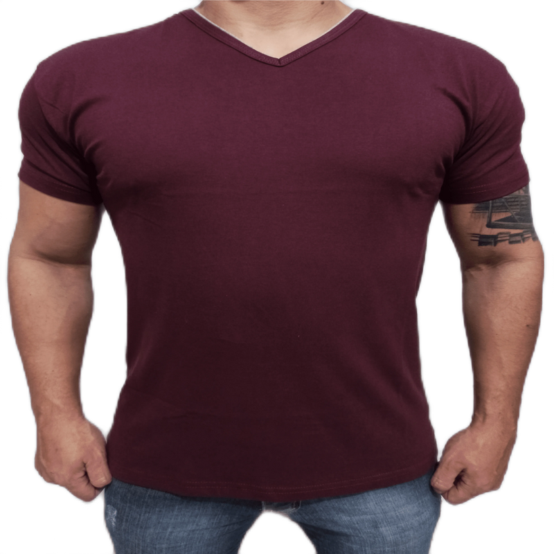 Camiseta Masculina Lisa Gola V Slim Fit