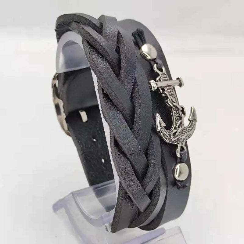 Pulseira de couro (atacado 3 unidades) masculina de luxo nova ins retro simples