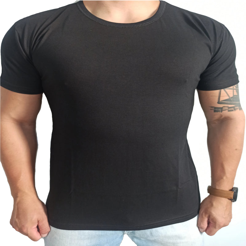 Camiseta Masculina Slim Lisa Algodão Premium