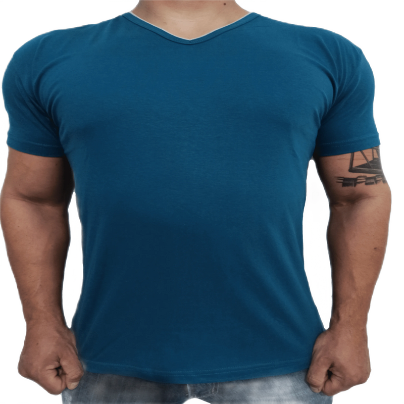 Camiseta Masculina Lisa Gola V Slim Fit