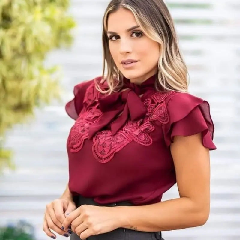 Blusa Feminina De Laço com Guipir