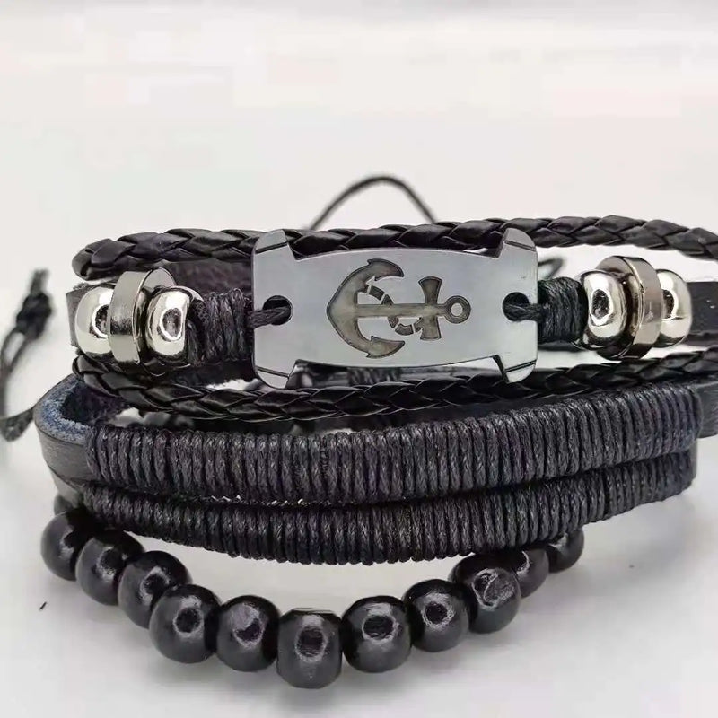 Pulseira de couro (atacado 3 unidades) masculina de luxo nova ins retro simples