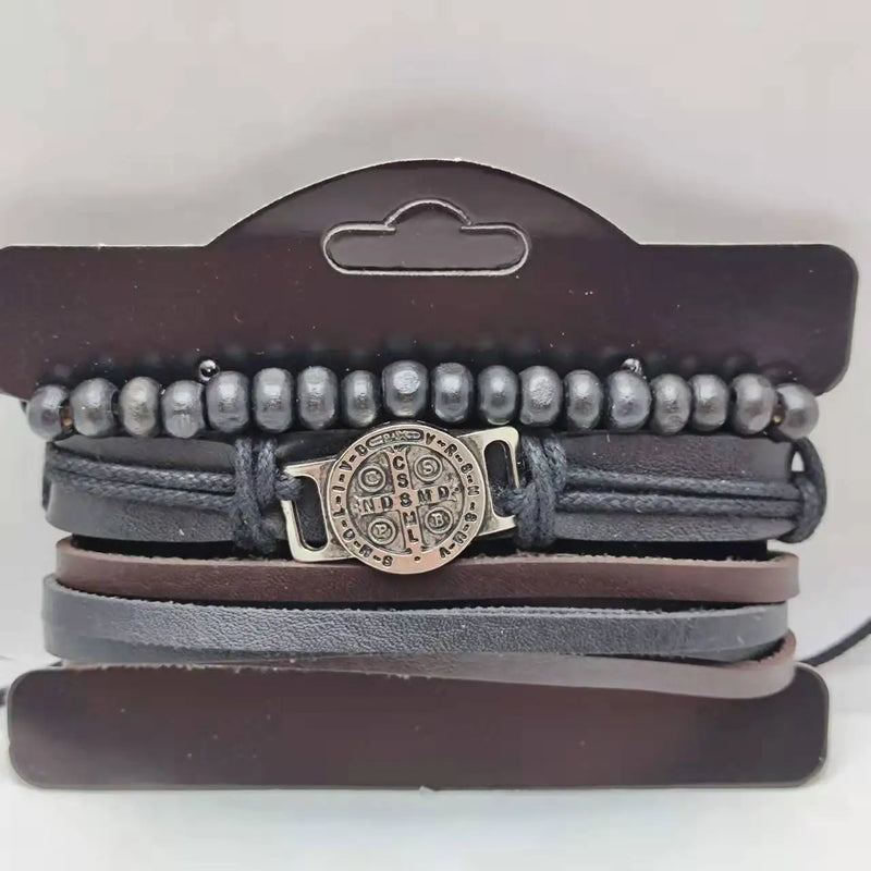 Pulseira de couro (atacado 3 unidades) masculina de luxo nova ins retro simples