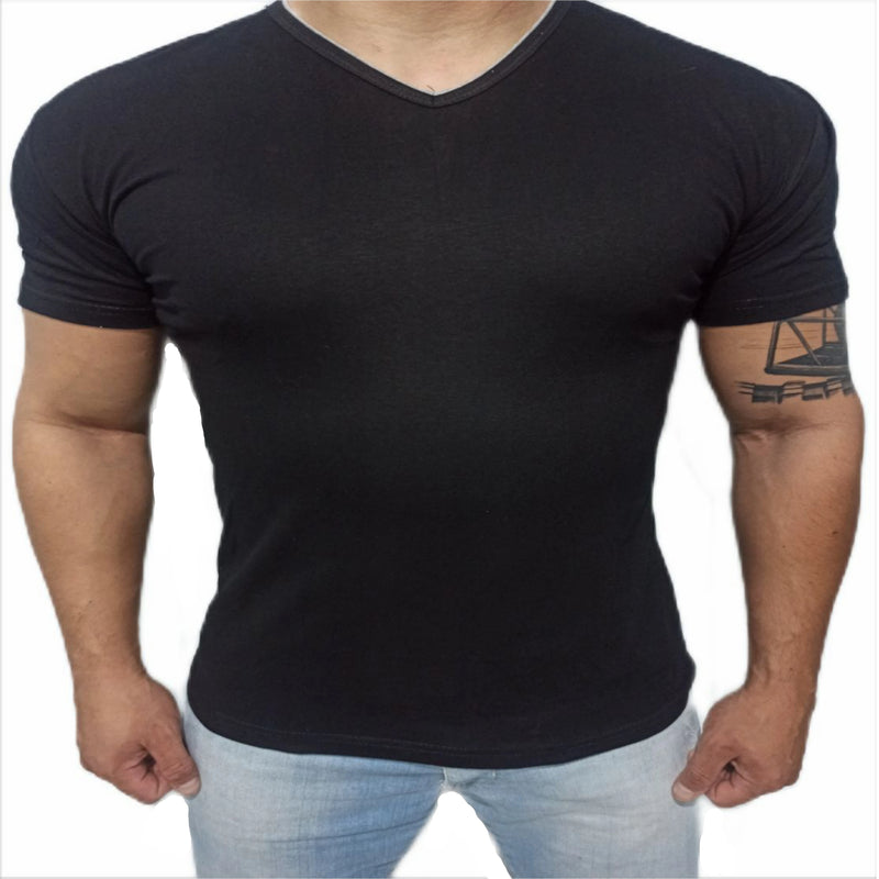 Camiseta Masculina Lisa Gola V Slim Fit