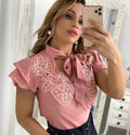 Blusa Feminina De Laço com Guipir