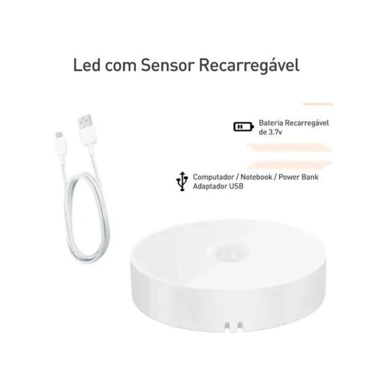 Luminária Led Spot Sensor de Presença Sem fio Recarregável (HM249)