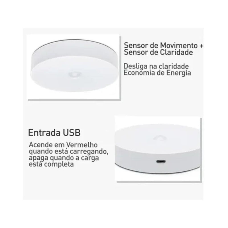 Luminária Led Spot Sensor de Presença Sem fio Recarregável (HM249)