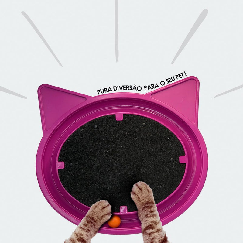 Arranhador para Gatos com Bolinha Interativa Antistress - Rosa (0830)