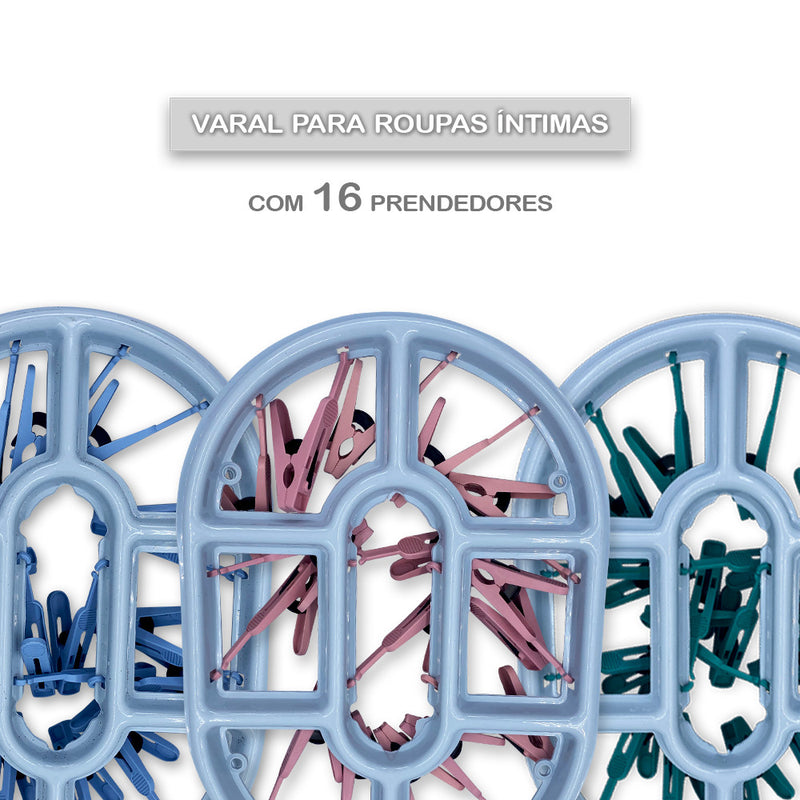 Varal Oval Roupas Íntimas 16 Prendedores Meias Calcinhas (607)