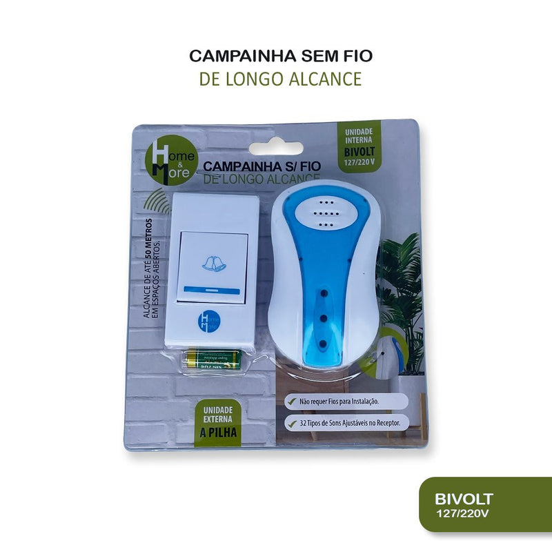 Campainha Residencial Wireless Sem Fio Resistente Água Wifi (FXA0101)