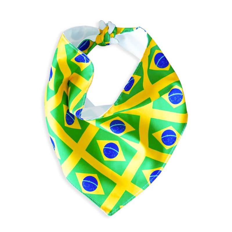 Bandana Pet Dupla Face Bandeira do Brasil Amarelo Cor: Amarelo (258)