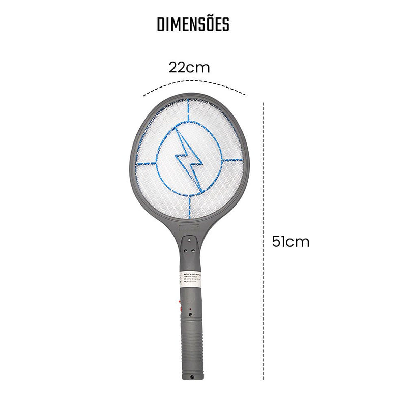 Raquete Elétrica Mata Insetos Recarregável Mosca Pernilongos (790012)