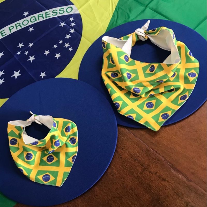 Bandana Pet Dupla Face Bandeira do Brasil Amarelo Cor: Amarelo (258)