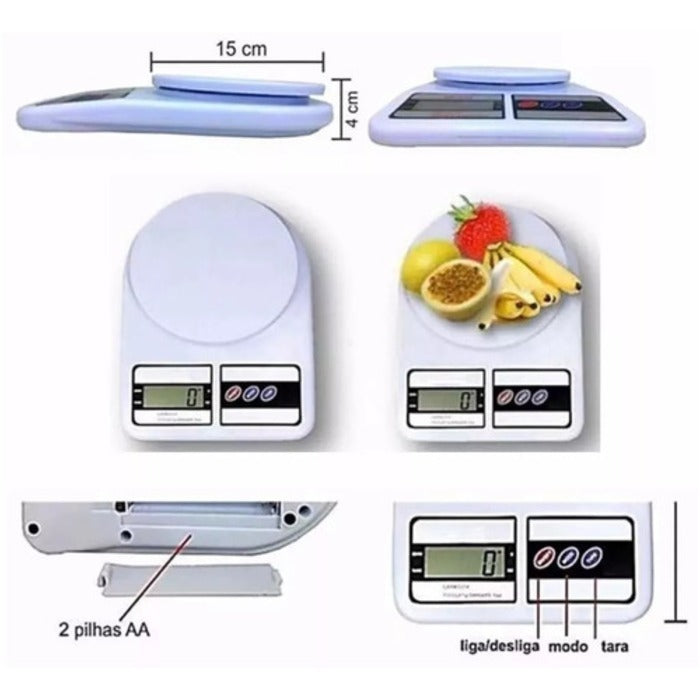 BALANCA DIGITAL DE COZINHA E ALIMENTOS ATE 10KG ALTA PRECISAO (7305)